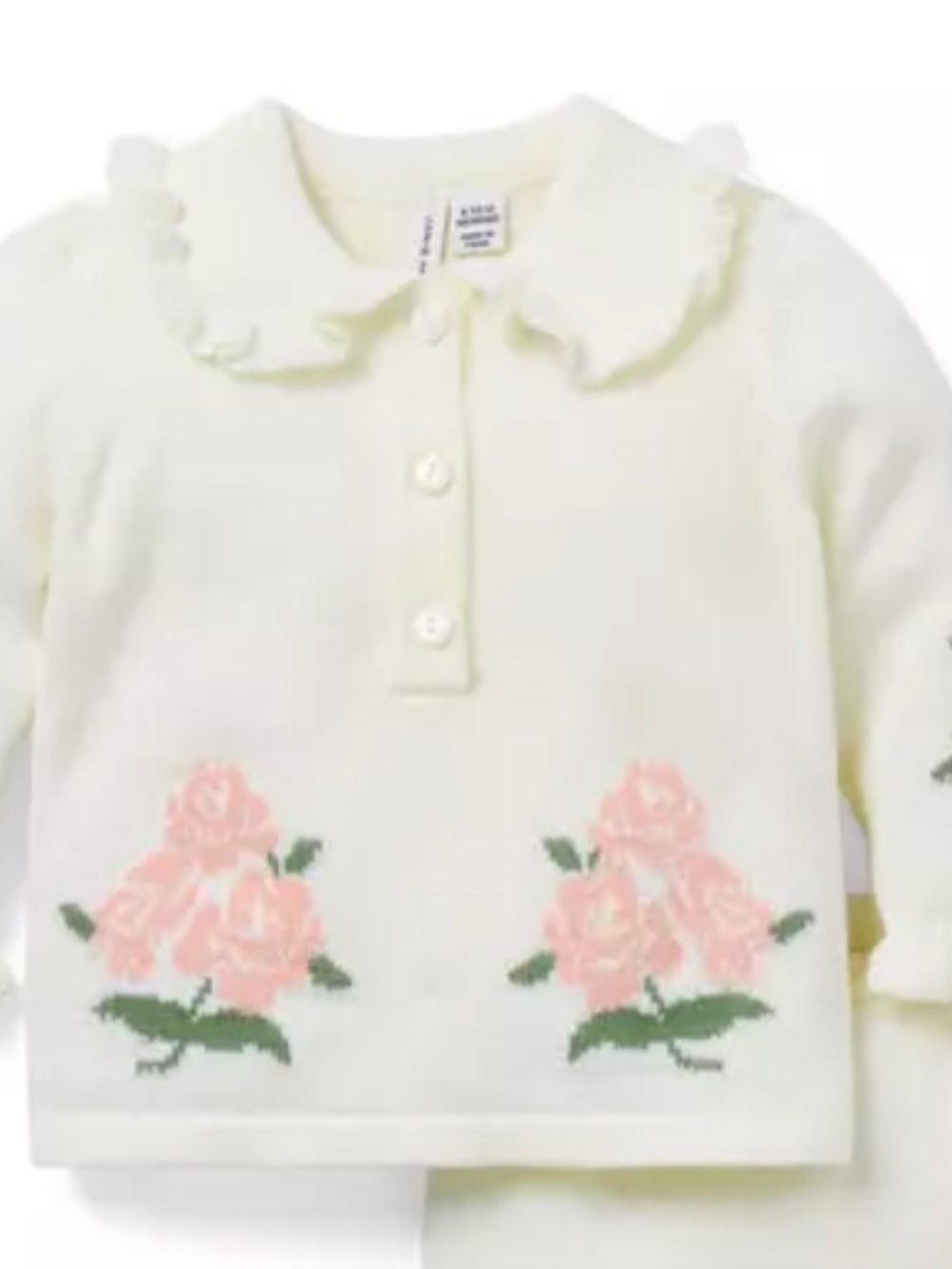 Janie and Jack floral sweater 3 to 6 months  roses ruffle collar 100 % cotton